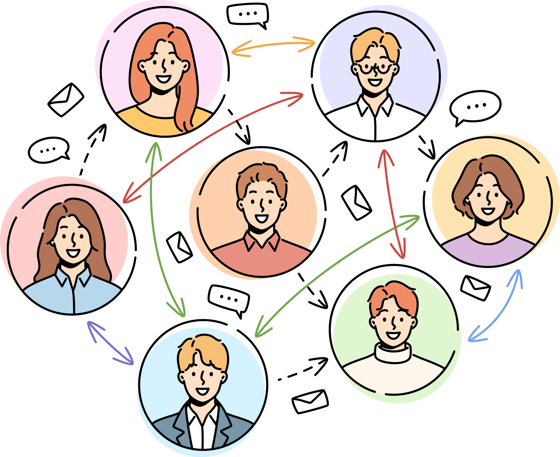 Smiling people communication on social network